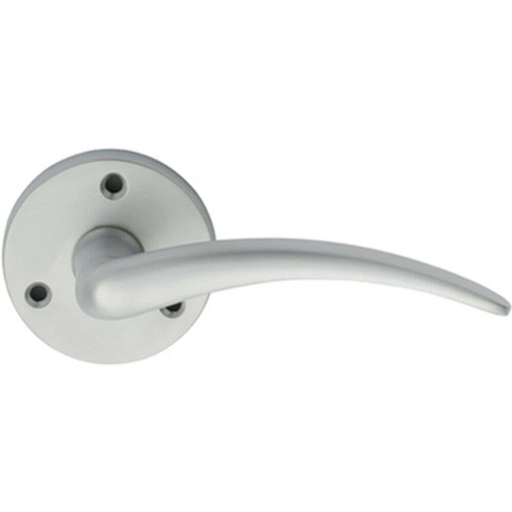 PAIR Slim Arched Tapered Lever on 58mm Round Satin Chrome Door Handle