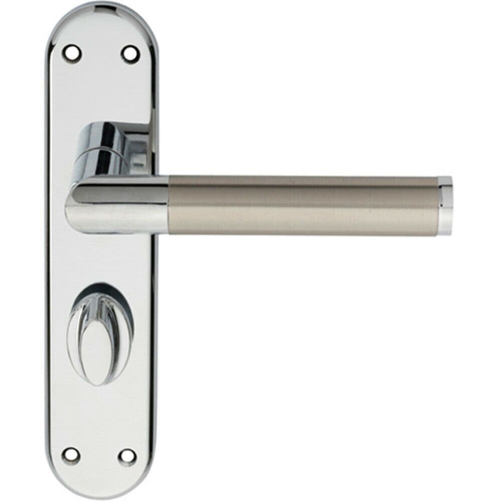 Round Bar Lever on Bathroom Backplate Door Handle 180 x 40mm Chrome & Nickel