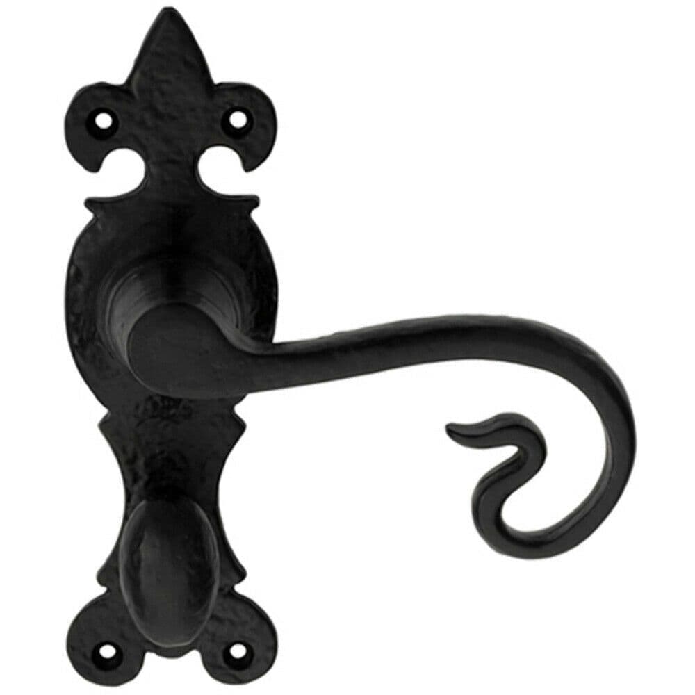 PAIR Forged Curled Lever Handle on Bathroom Backplate 167 x 51mm Antique