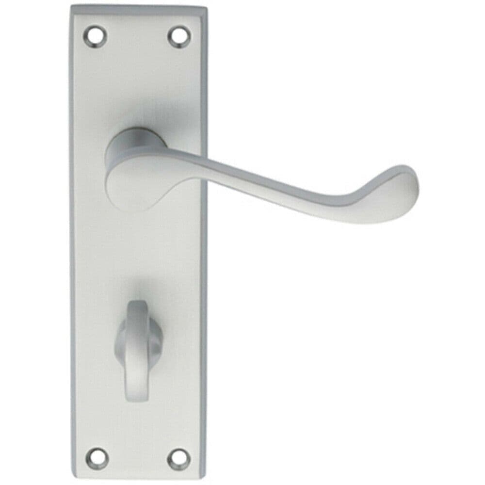 PAIR Victorian Scroll Handle on Bathroom Backplate 150 x 43mm Satin Chrome