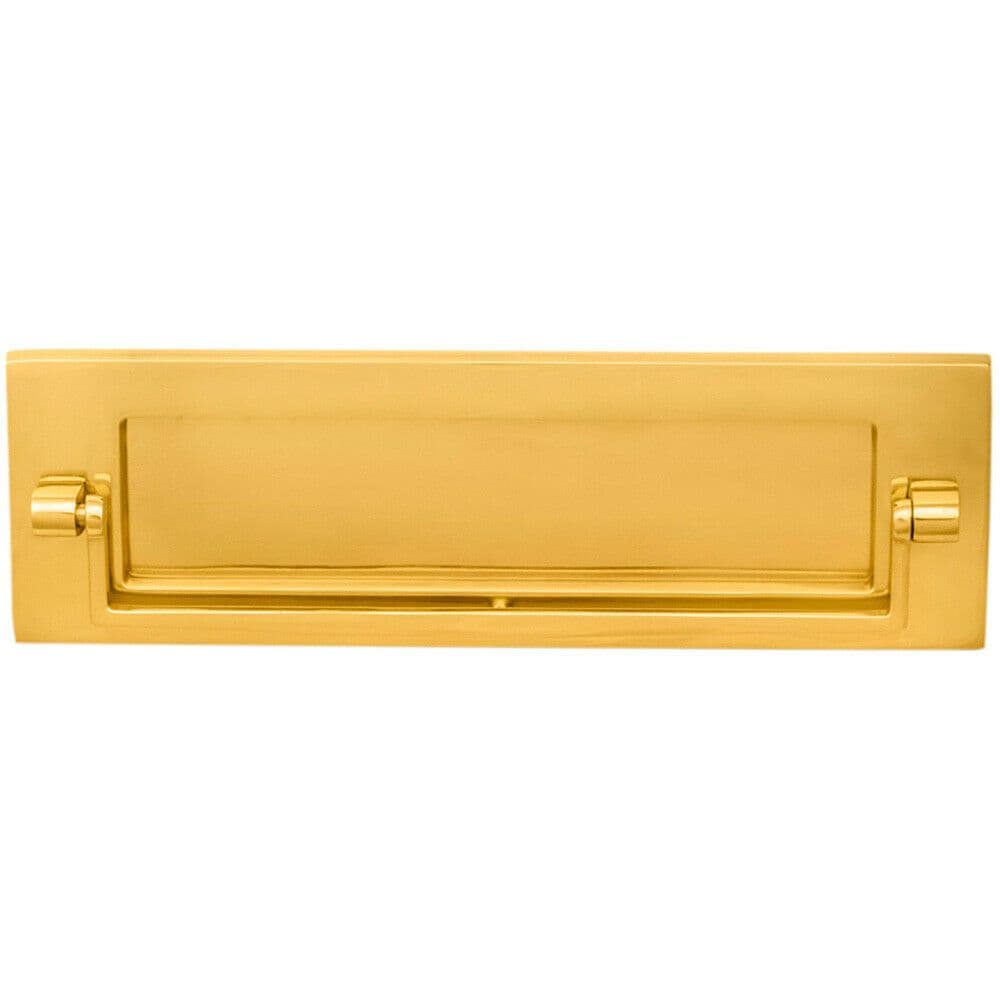 Inward Opening Letter Plate Knocker 226mm Fixing Centres Polished Brass