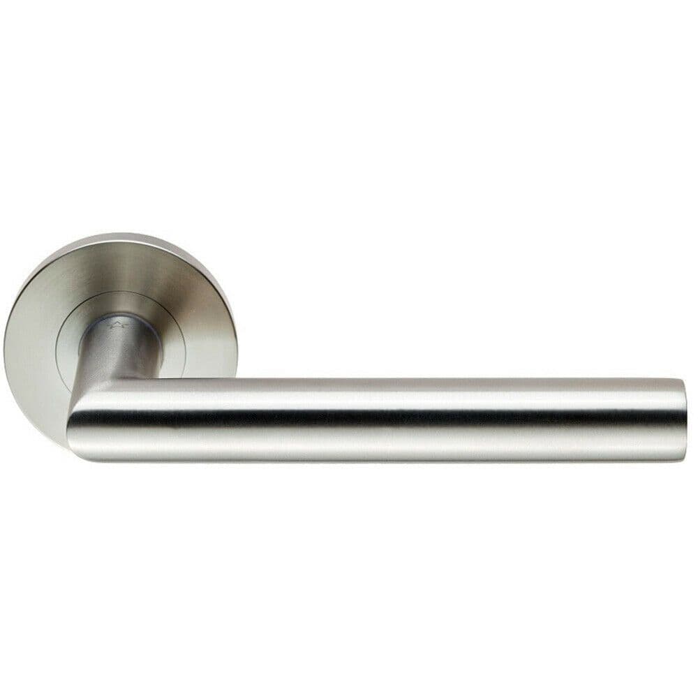 PAIR Round Mitred Bar Safety Handle on Round Concealed Fix Satin Steel