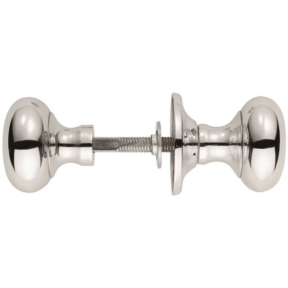 PAIR Large Mushroom Rimmed Mortice Door Knob 53mm Diameter Polished Chrome