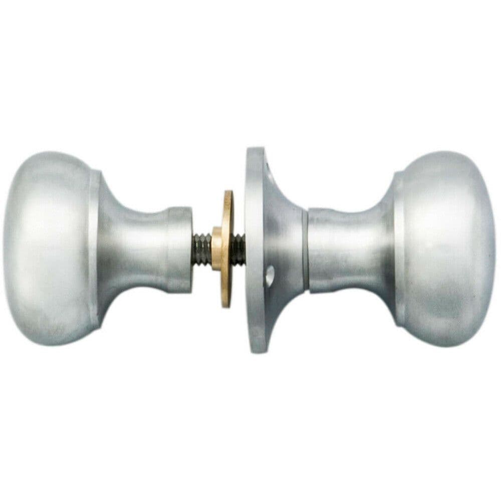 PAIR Large Mushroom Rimmed Mortice Door Knob 53mm Diameter Satin Chrome