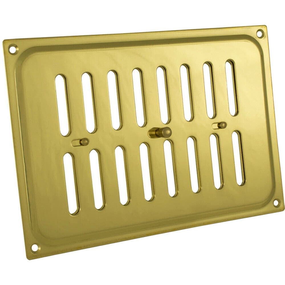 242 x 165mm Hit & Miss Airflow Vent Polished Brass Slide Open & Close Door