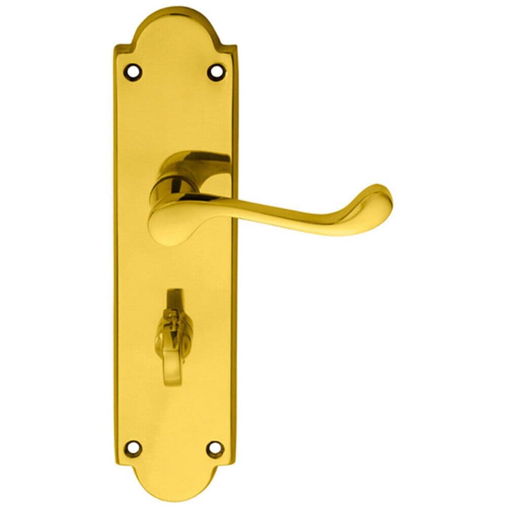 PAIR Victorian Scroll Handle on Bathroom Backplate 205 x 49mm Polished Brass