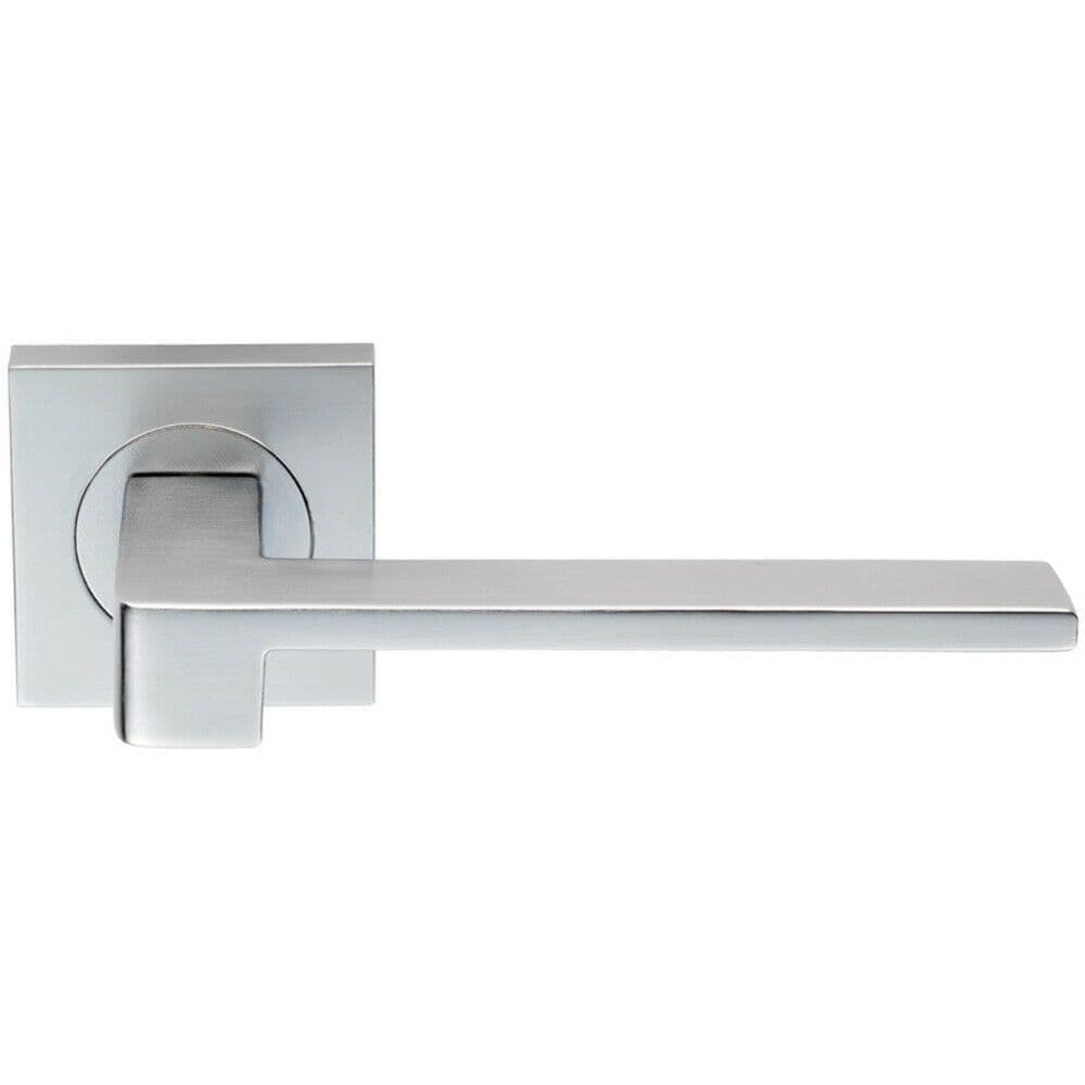 PAIR Flat Squared Bar Handle on Square Concealed Fix Satin Chrome