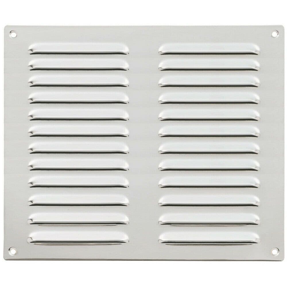 242 x 242mm Hooded Louvre Airflow Vent Polished Chrome Internal Door Plate