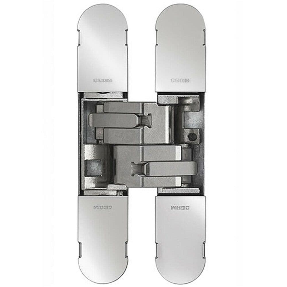 130 x 30mm Concealed Heavy Duty Hinge Fits Unrebated Doors Polished Nickel