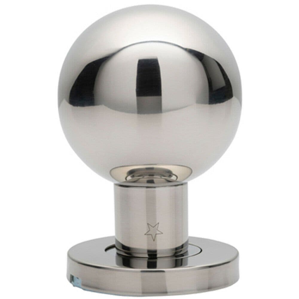 PAIR Ball Mortice Door Knob 55mm Diameter Bright Stainless Steel