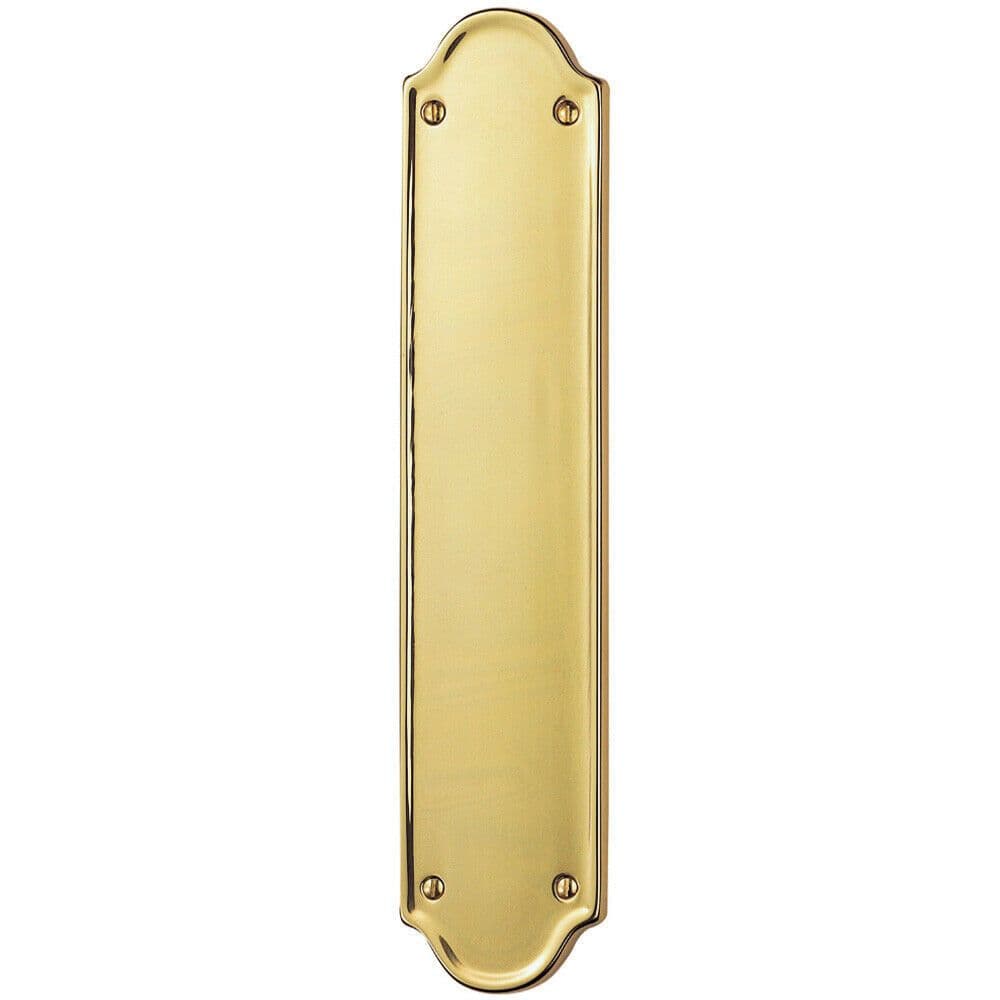 Shaped End Door Finger Plate 302 x 65mm 245 x 40mm Fixings Polished Brass