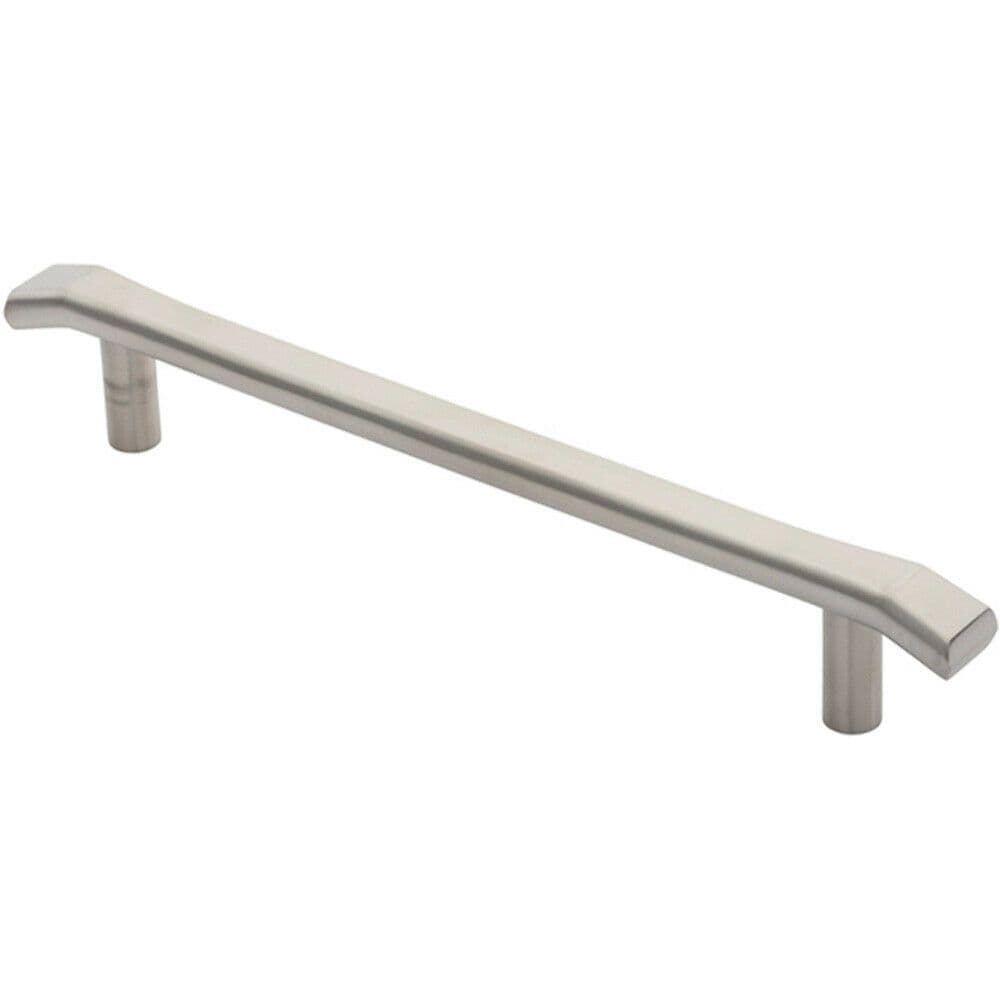 Flat Bar Pull Handle Chamfered Edges 300mm Fixing Centres Satin Steel