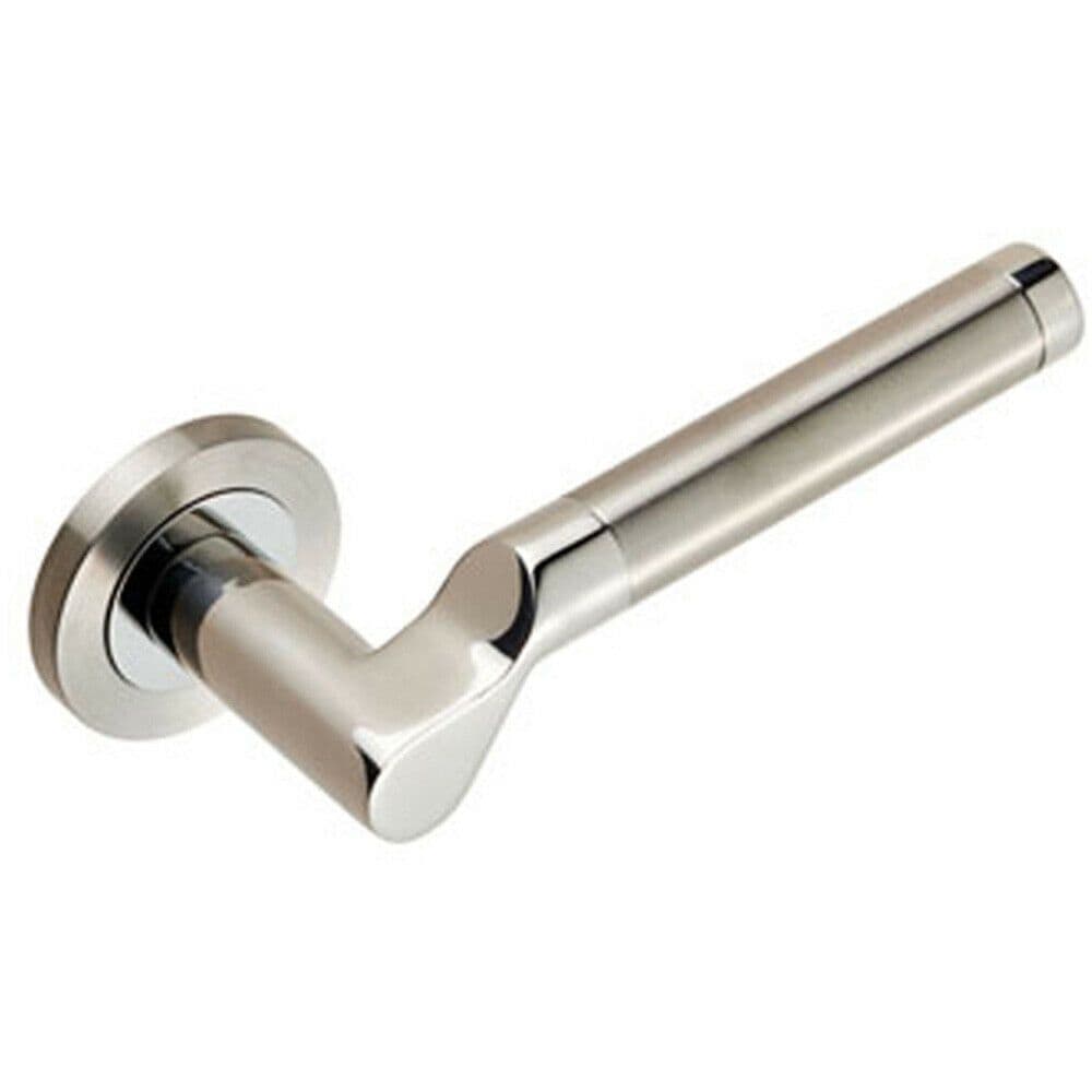 PAIR Cranked Round Bar Lever on Round Concealed Fix Polished Satin Steel
