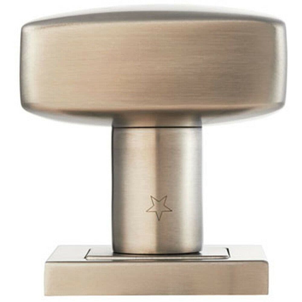 Modern Square Door Knob - 62 x 62mm - 52mm Concealed Rose - Satin Steel