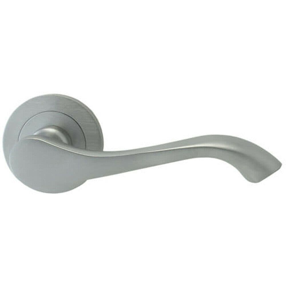 PAIR Scroll Shaped Handle on 50mm Round Concealed Fix Satin Chrome