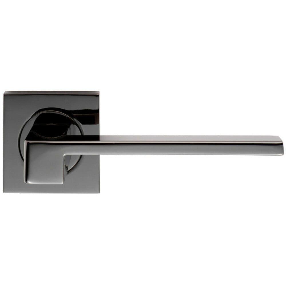 PAIR Flat Squared Bar Handle on Square Rose Concealed Fix Nickel
