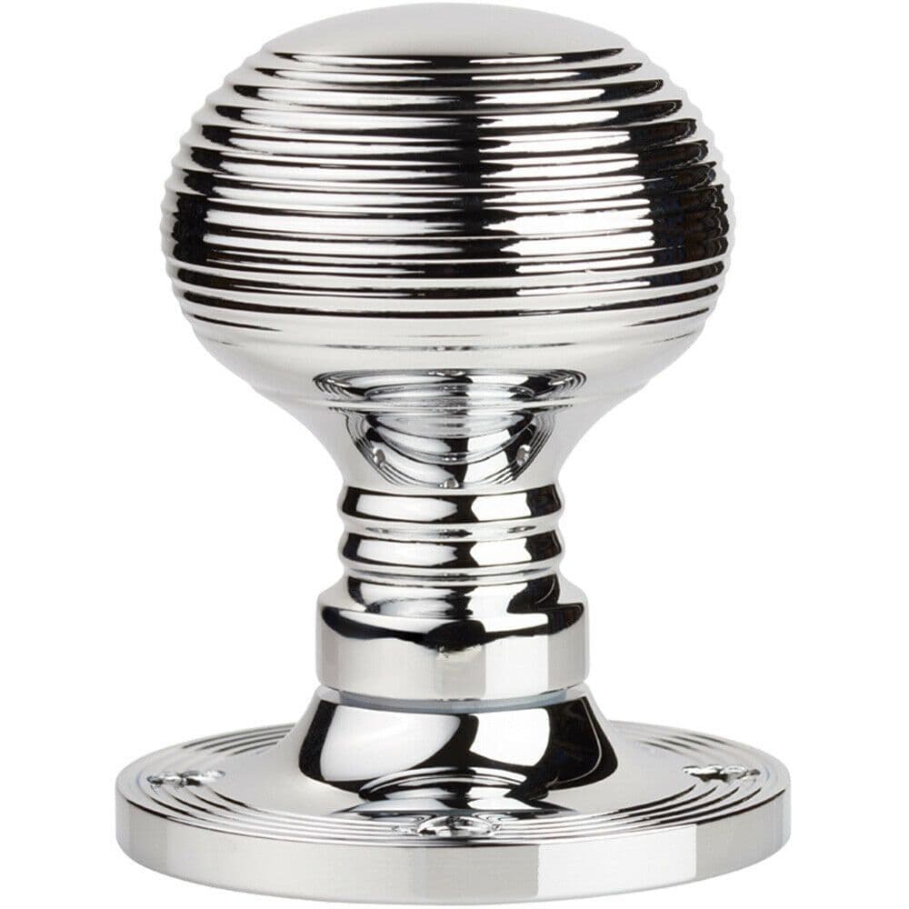 PAIR Textured Rimmed Mortice Door Knob 52mm Dia Chrome Beehive Handle