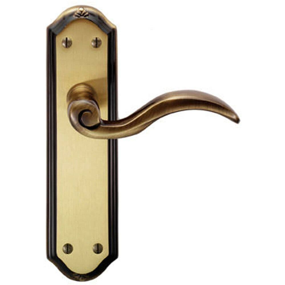 PAIR Spiral Sculpted Handle on Latch Backplate 180 x 48mm Florentine