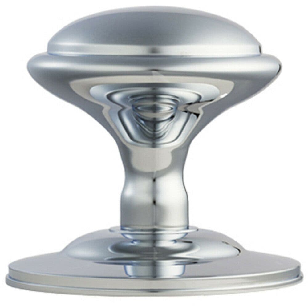 Round Victorian Centre Door Knob Polished Chrome 85mm Outdoor Handle
