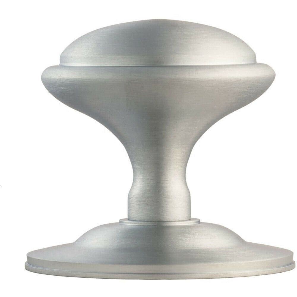 Round Victorian Centre Door Knob Satin Chrome 85mm Outdoor Handle