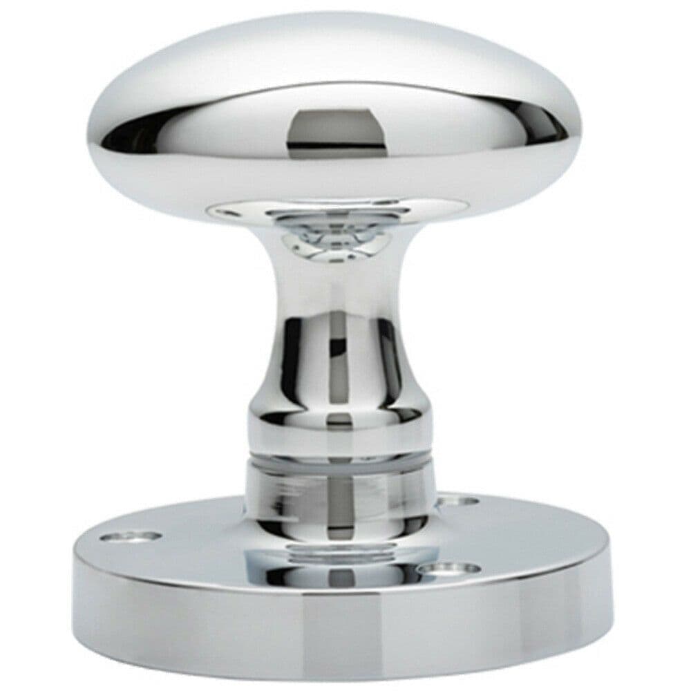 PAIR Large Oval Mortice Door Knob 61mm Diameter Polished Chrome Door Handle