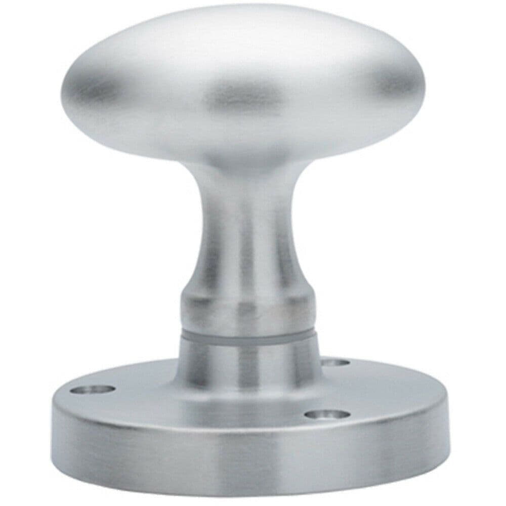 PAIR Large Oval Mortice Door Knob 61mm Diameter Satin Chrome Door Handle