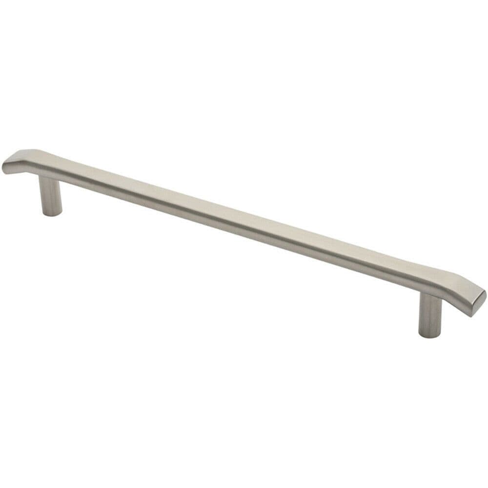 Flat Bar Pull Handle Chamfered Edges 400mm Fixing Centres Satin Steel