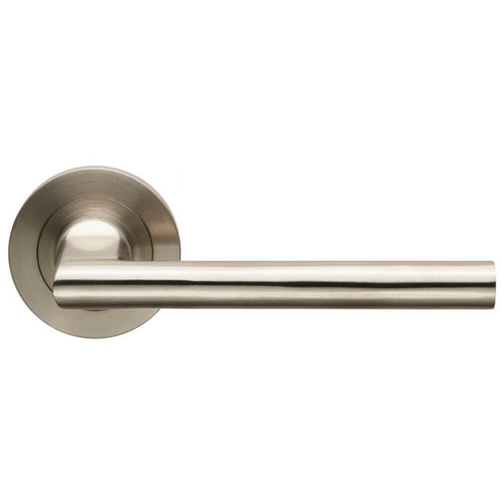 PAIR Slim Straight Elliptical Handle on Round Concealed Fix Satin Steel