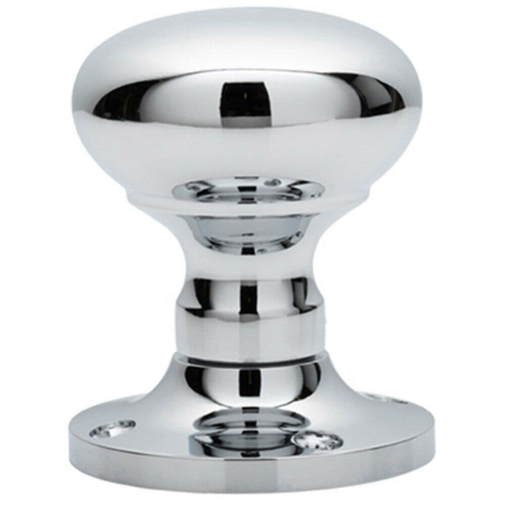 PAIR Mushroom Mortice Door Knob Unsprung 52mm Diameter Polished Chrome