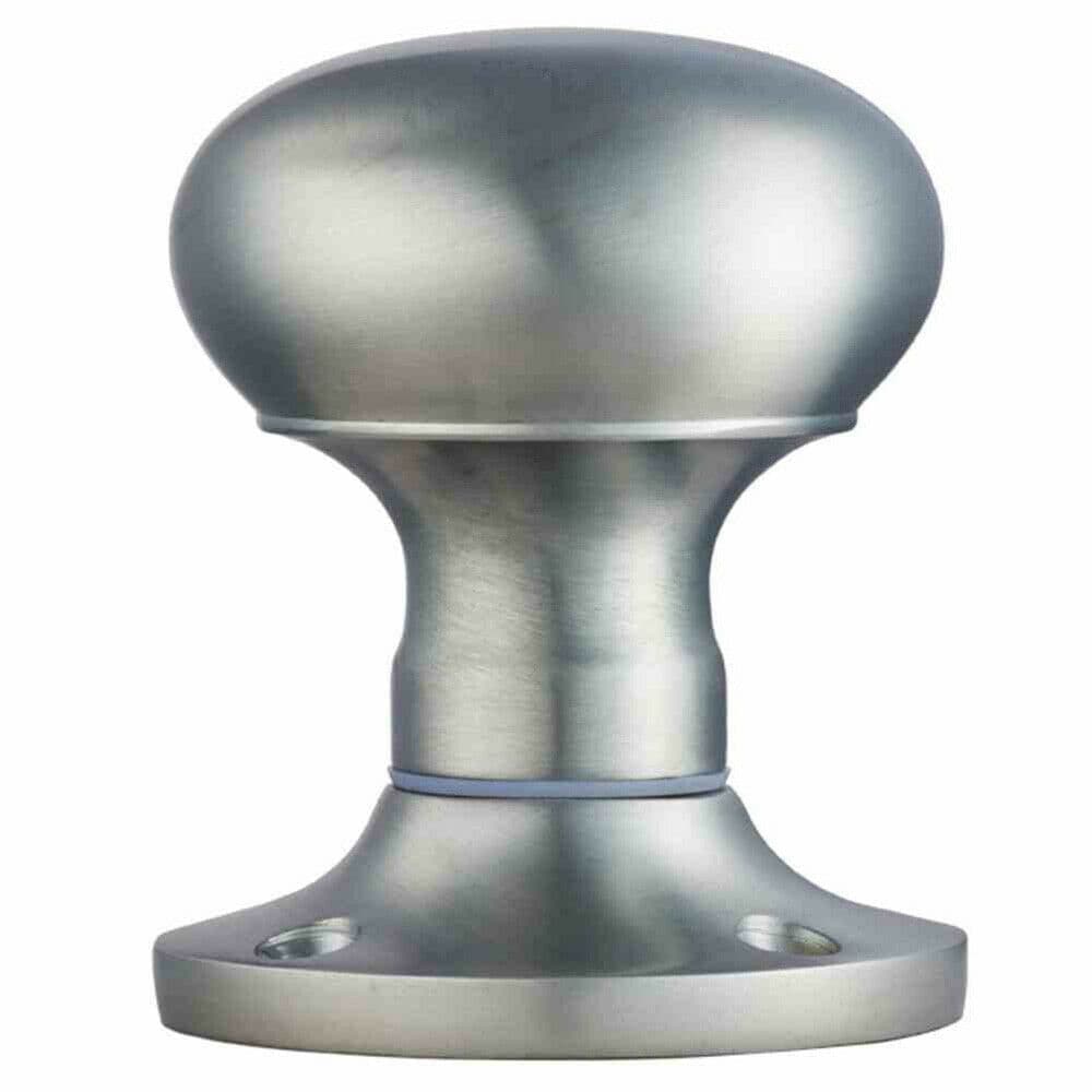 PAIR Mushroom Mortice Door Knob Unsprung 52mm Diameter Satin Chrome