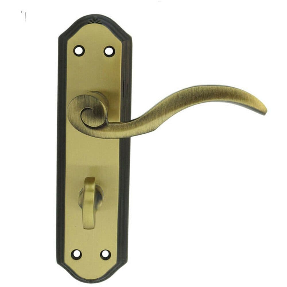 PAIR Spiral Sculpted Lever on Bathroom Backplate 180 x 48mm Florentine