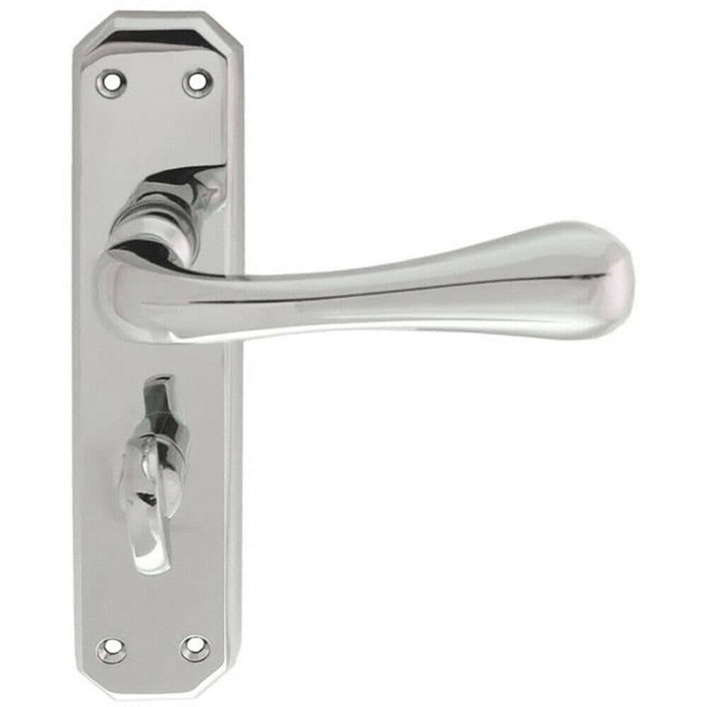 PAIR Heavy Duty Lever on Angular Bathroom Backplate 180 x 40mm Polished Chrome