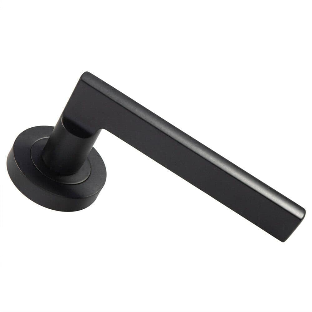 PAIR Straight Plinth Mounted Handle on Round Rose Concealed Fix Matt