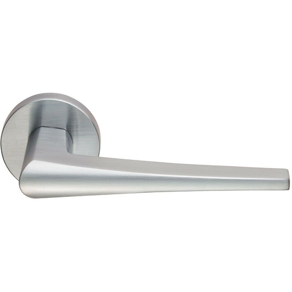 PAIR Straight Wedge Shaped Handle on Round Concealed Fix Satin Chrome