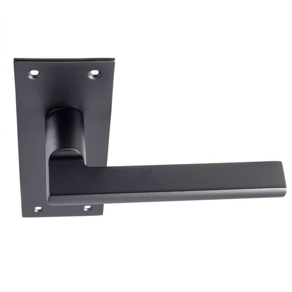 PAIR Straight Bar Handle on Slim Lock Backplate 150 x 50mm Matt Black