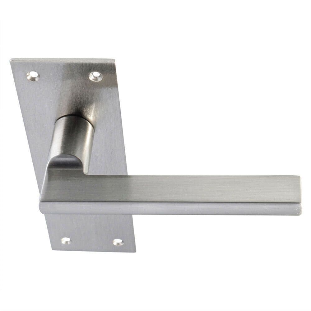 PAIR Straight Bar Handle on Slim Latch Backplate 150 x 50mm Satin Nickel