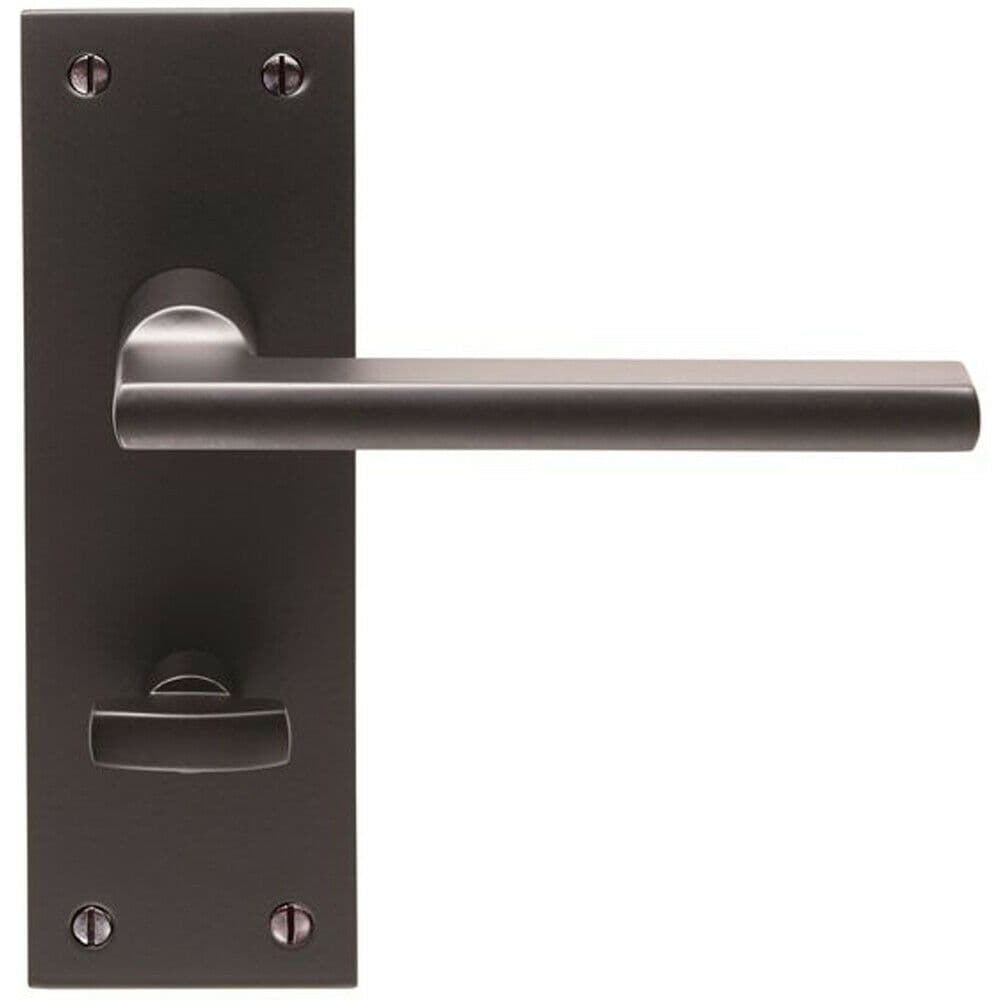 PAIR Straight Bar Handle on Slim Bathroom Backplate 150 x 50mm Matt