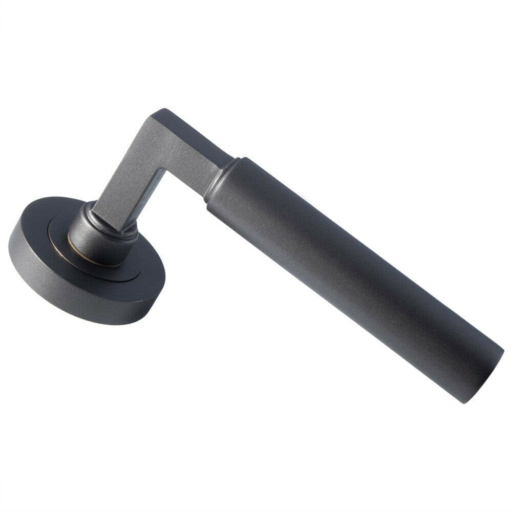 PAIR Straight Round Bar Handle on Round Concealed Fix Matt Bronze