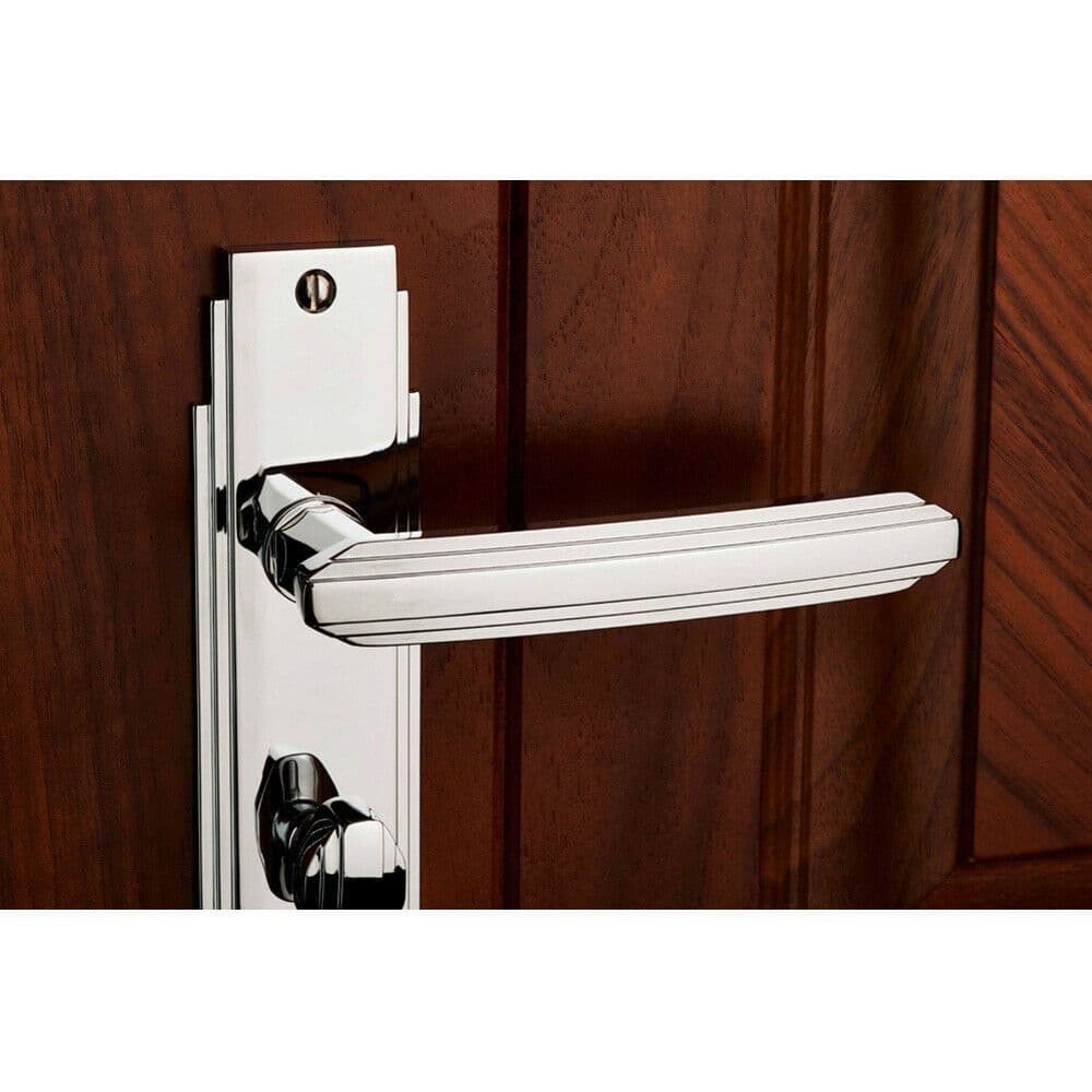 PAIR Line Detailed Handle on Bathroom Backplate 205 x 45mm Polished Chrome