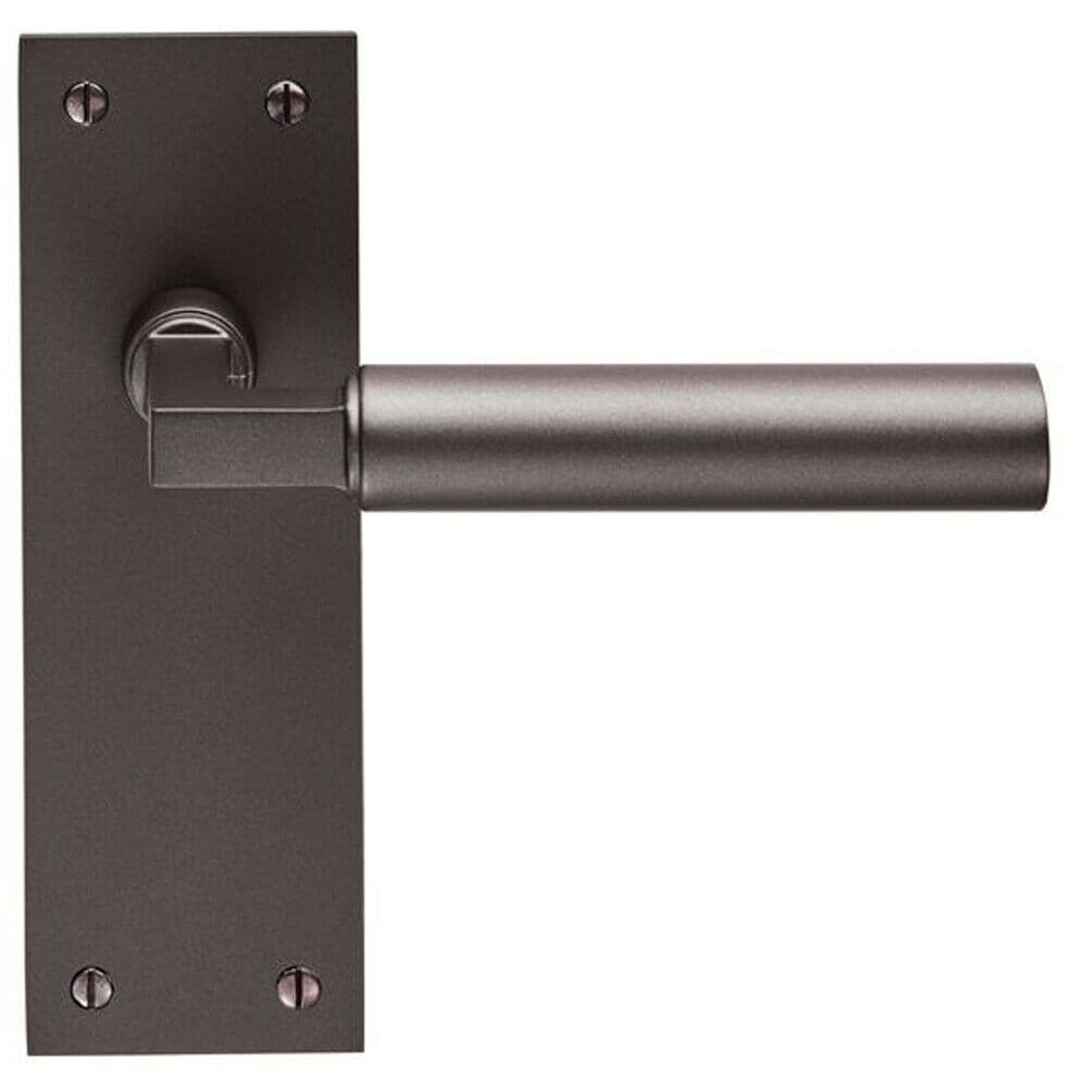 PAIR Round Bar Handle on Slim Latch Backplate 150 x 50mm Matt