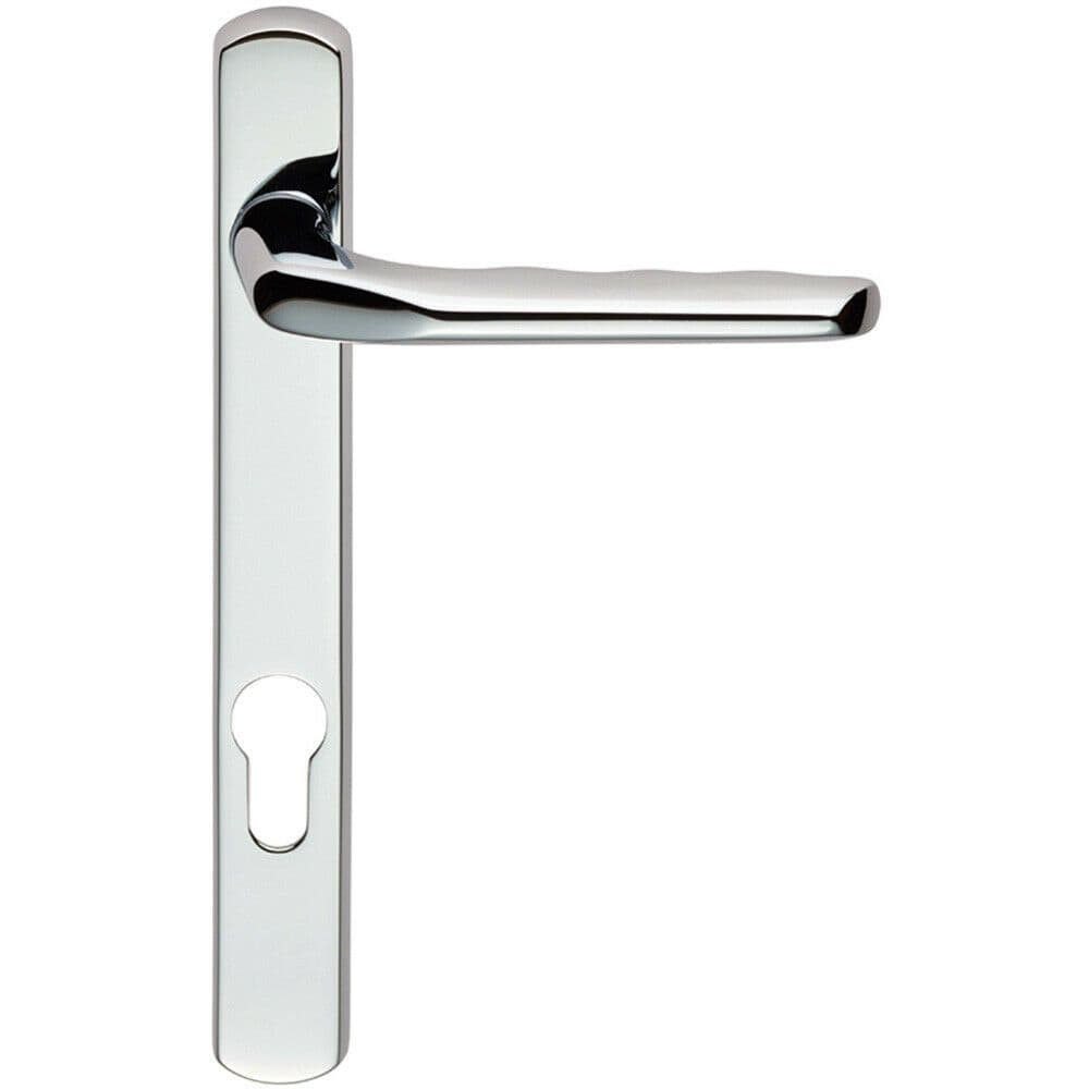 Straight Lever Door Handle on Lock Backplate Polished Chrome 208mm X 26mm