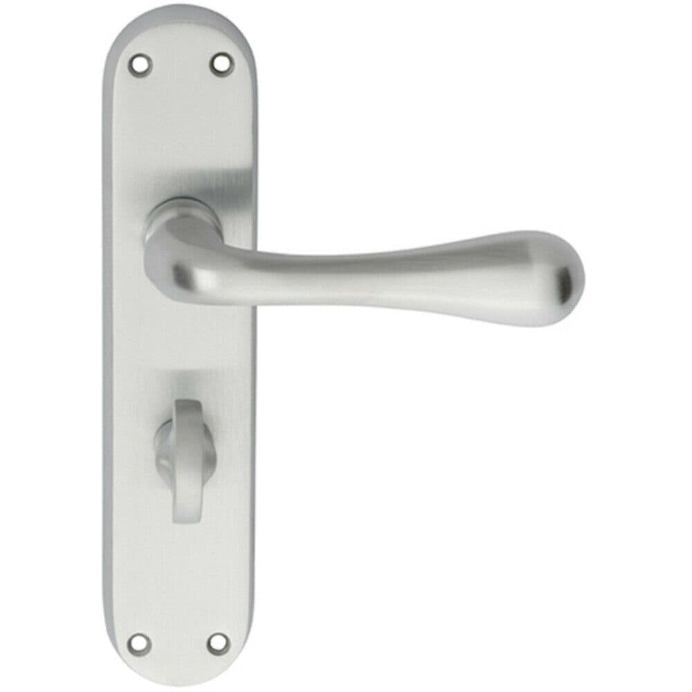 PAIR Smooth Round Bar Handle on Bathroom Backplate 185 x 40mm Satin Chrome