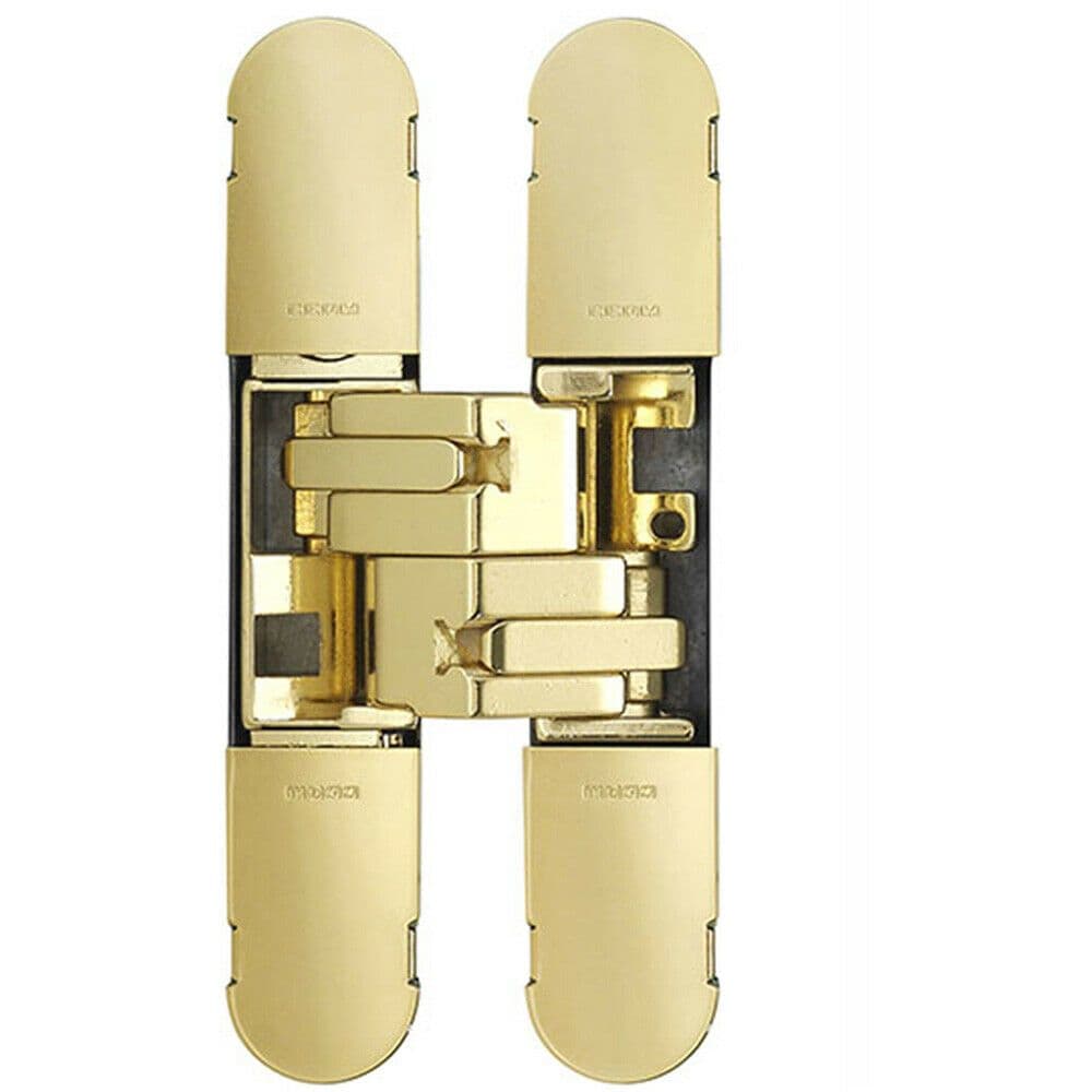 160 x 32mm Concealed Heavy Duty Hinge Fits Unrebated Doors Brass Plated