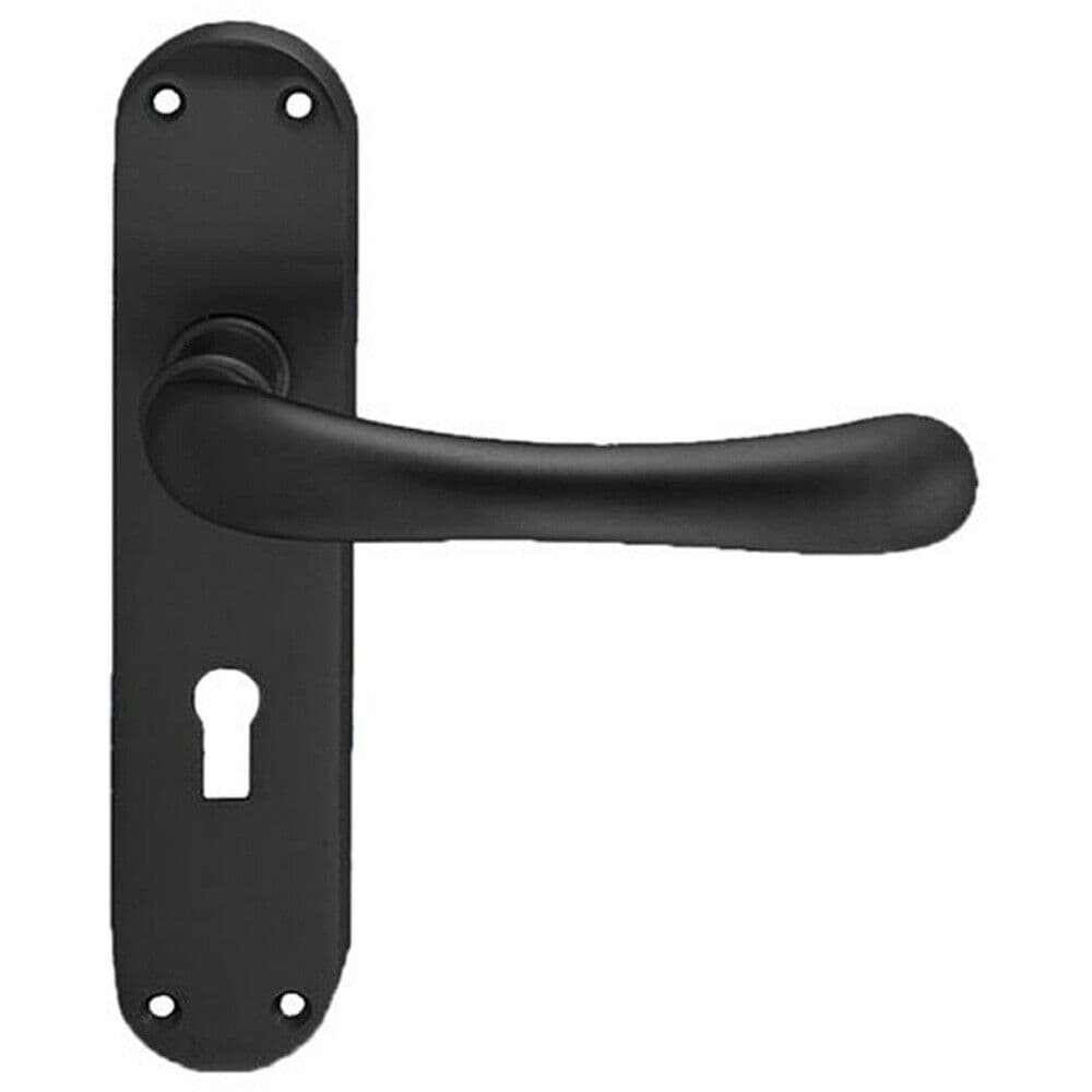PAIR Smooth Rounded Handle on Shaped Lock Backplate 185 x 42mm Matt