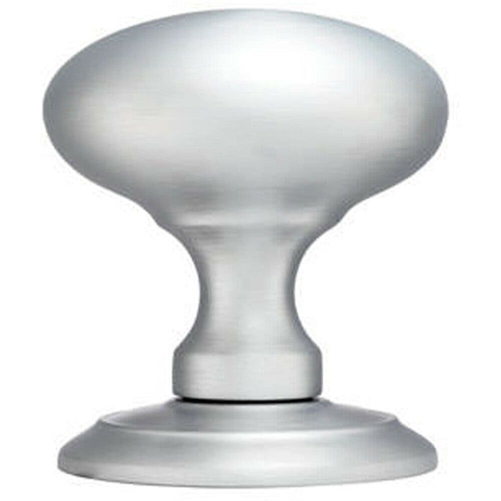 PAIR Large Rounded Mortice Door Knob Concealed Fix 65mm Dia Satin Chrome