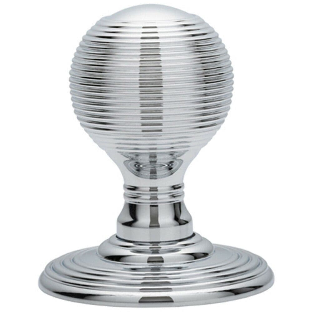 PAIR Round Textured Mortice Door Knob 50mm Diameter Chrome Beehive Handle