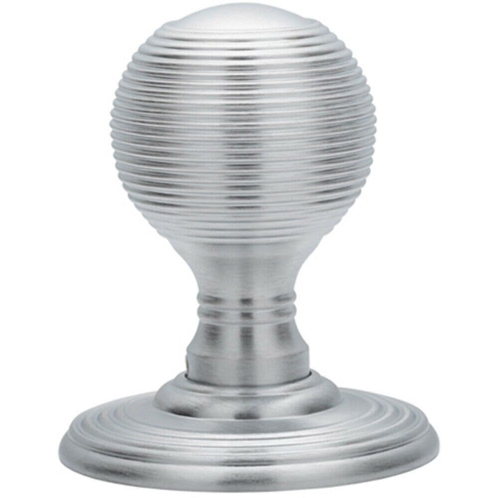 PAIR Round Textured Mortice Door Knob 50mm Dia Satin Chrome Beehive Handle