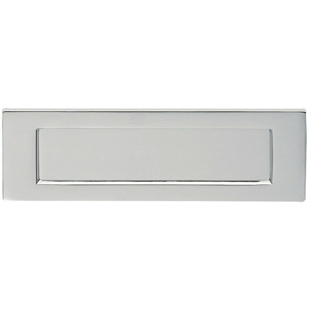 Inward Opening Letterbox Plate 325mm Fixing Centres 358 x 113mm Polished Chrome