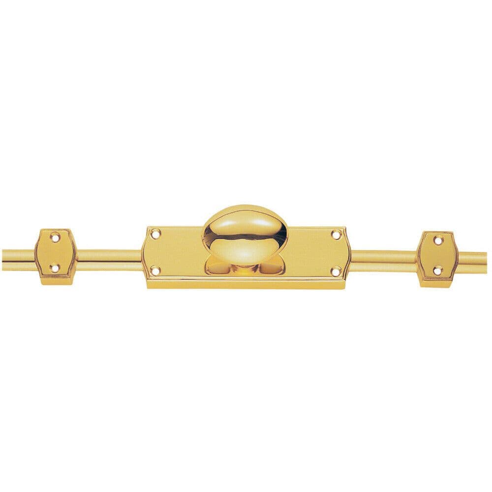 Oval Knobbed Espagnolette Set 118 x 24.5mm Fixing Centres Polished Brass