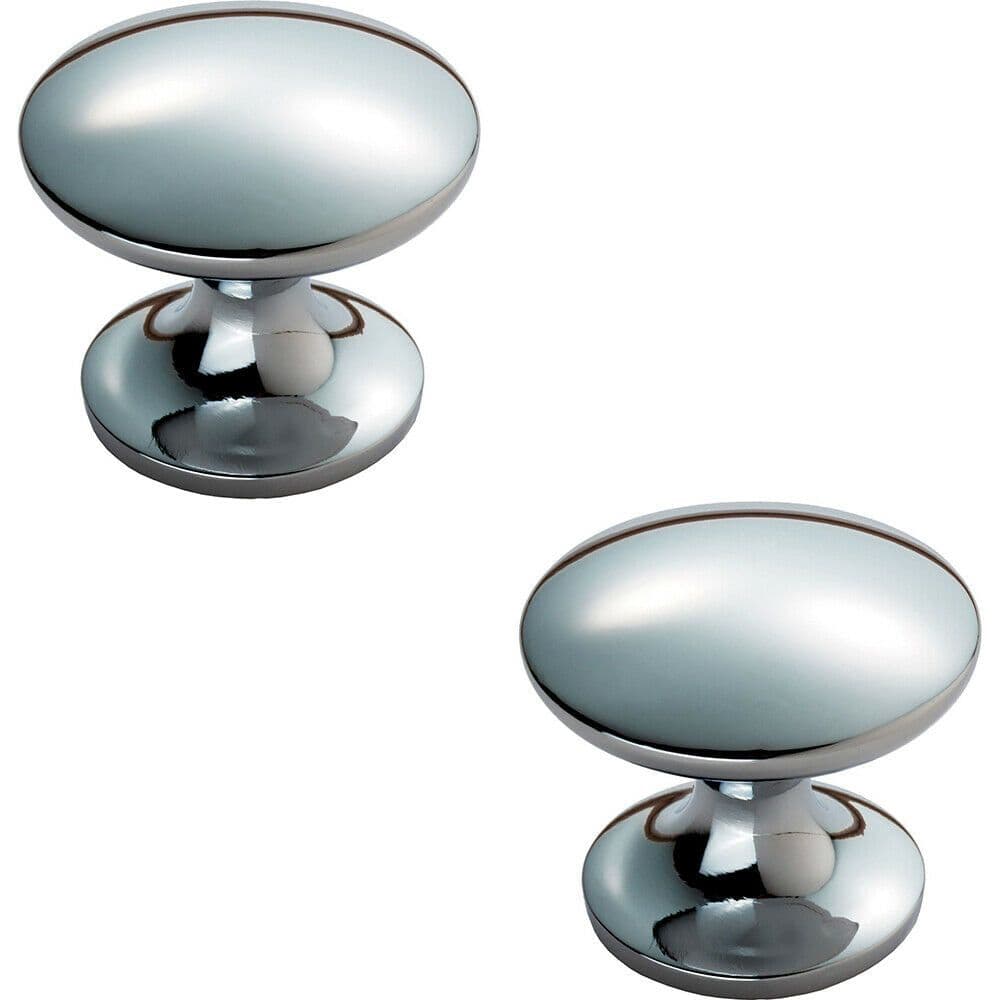 2x Fingertip Cabinet Door Knob 30mm Diameter Polished Chrome Cupboard Handle